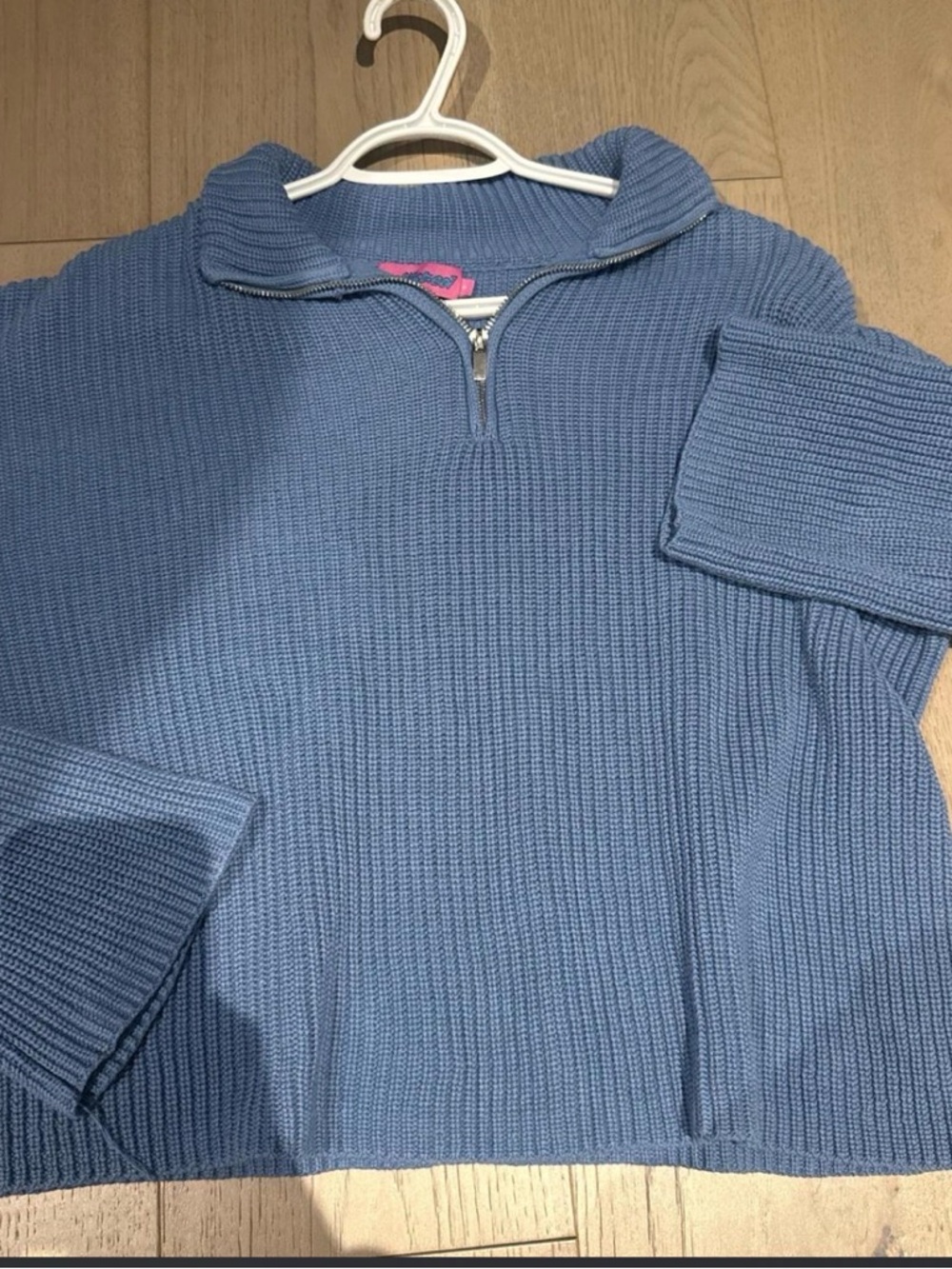 Edikted Blue Half-Zip Ribbed Sweater